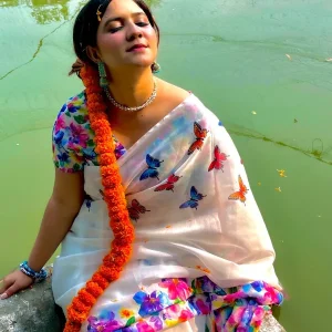 অরজিনাল সেমী মোসলিন বাটিক সিল্কের শাড়ি (2)