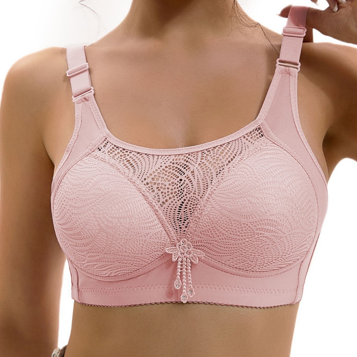 Women’s Full Coverage Lace Bra – Soft Comfortable Supportive Bra with Wide Adjustable Straps